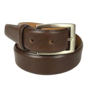 Joseph A Bank Mens Belt Size 34 Dark Brown Leather Dress Career Nickel Buckle